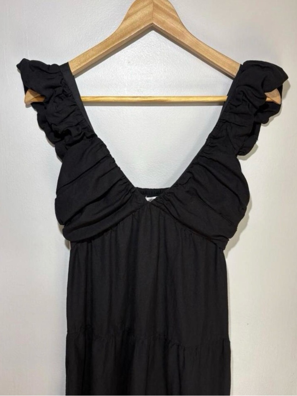 Jason Wu Black Ruffle-Sleeve Maxi Dress Small in Excellent Condition.